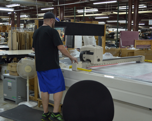 NC Furniture Manufacturer Lazar Industries Factory Fabric Cutting by Machine